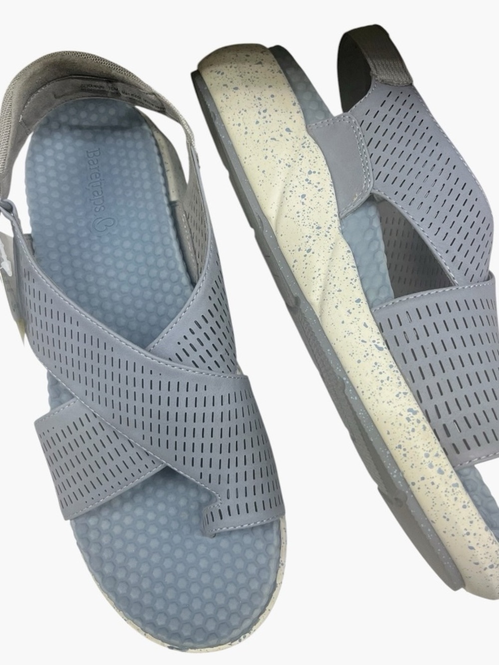BareTraps Geranium Slip-On Sandal in Light Blue and Light Gray